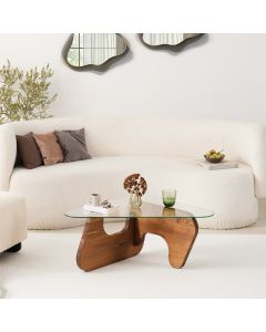 HANAH HOME Klub sto Freya, staklo/braon