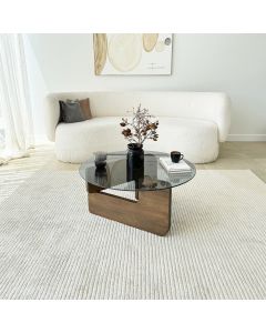 HANAH HOME Klub sto Mia, staklo/tamno braon