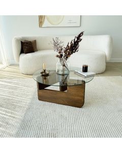 HANAH HOME Klub sto Mia, staklo/braon