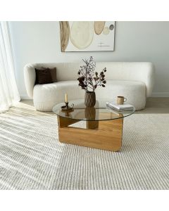 HANAH HOME Klub sto Mia, staklo/krem