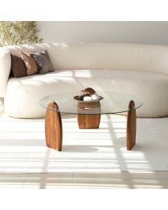 HANAH HOME Klub sto Surf, staklo/braon