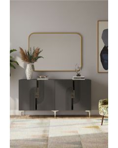 HANAH HOME Komoda Meyra 150, antracit/srebrna