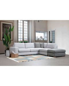ATELIER DEL SOFA Ugaona garnitura sa tabureom Loop 2, desna, svetlo siva