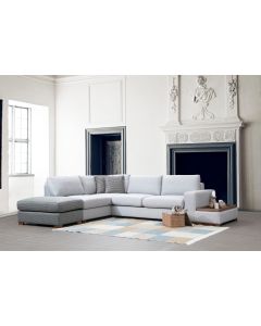 ATELIER DEL SOFA Ugaona garnitura sa tabureom i stočićem Loop 3, leva, svetlo siva