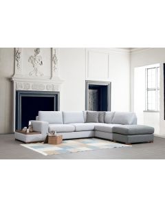 ATELIER DEL SOFA Ugaona garnitura sa tabureom i stočićem Loop 4, desna, svetlo siva