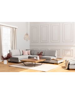 ATELIER DEL SOFA Ugaona garnitura sa stočićem i jastucima Tulip, leva, svetlosiva