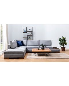 ATELIER DEL SOFA Ugaona garnitura Tulip sa stočićem i jastucima, leva, siva