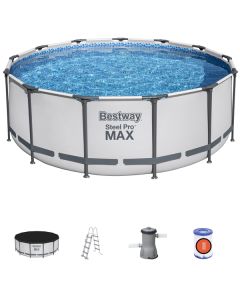BESTWAY Okrugli bazen sa metalnim okvirom, merdevinama i filter pumpom 396x122cm Steel Pro MAX Set - 4012-1