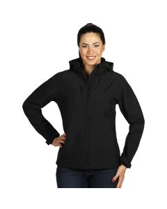 Ženska softshell jakna PROTECT – 8.000 mm, strukirani kroj, podesiva kapuljača, crna – veličina S
