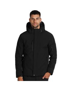 Softshell jakna TROOPER – skidiva štepana kapuljača, 8.000 mm, 6 džepova, crna – veličina S