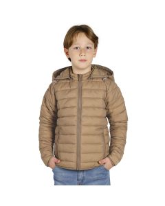 Dečja štepana jakna sa kapuljačom LIBERTY KID – lagana, topla, svetlo braon – uzrast 12 god.