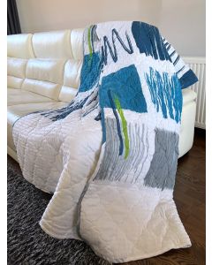 VIKTORIJA Prekrivač 190x190cm mikrofiber Blue/white - VLK000438-Blue-white