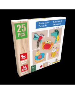 MARIONETTE WOODEN TOYS Drvena puzzle slagalica sa životinjama 14 × 14 cm
