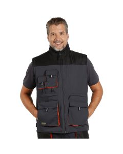 Radni prsluk HAMMER – 270 g/m², ojačanja 600D, 6 prednjih džepova, tamnosivi – veličina 3XL