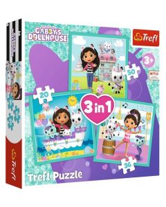 TREFL Puzzle 3u1 Gabby activities 34871 - 20, 36, 50 delova - 102866-T34871