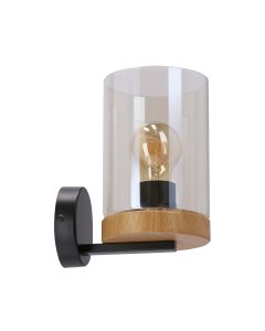 Wels Zidna Lampa Crna + Drvo 1x40W E27 - 15045-1-1
