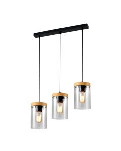 Wels Visilica Crna + Drvo 3x40W E27 - 15048-1