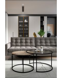 HANAH HOME Klub sto Kyoto, staklo/krem - 594MRS1153