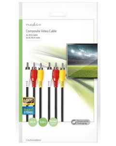 NEDIS Kabl 3xRCA muški CVGP24300BK50, 5m - 45982