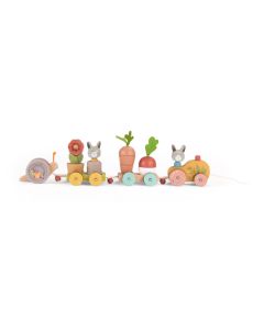 MOULIN ROTY Drvena igračka na povlačenje vozić - Trois Petits Lapins - 678112