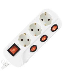 HOME Produžni kabl sa zaštitom, 3 utičnice, 1.0mm², 1.5 met - NVK 03K/WH - 10279