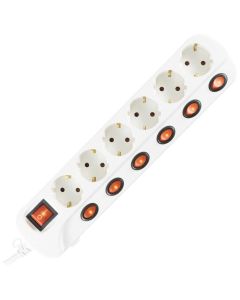 HOME Produžni kabl sa zaštitom, 6 utičnica, 1.0mm², 1.5 met - NVK 06K/WH - 10280