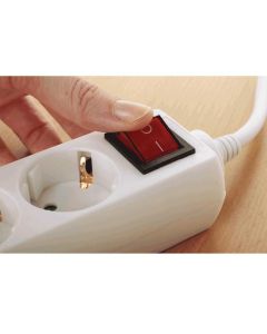 home Produžni kabl,3 utičnice, prekidač, 1.0mm², 1,5 met, beli - NV 3K/WH - 13866-1