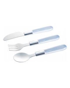 CANPOL Pribor - metalni set nož, viljuška i kašika za bebe 9/477 -bele boje - 9-477_whi