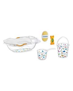 BABYJEM Set za kupanje 6 delova White (kadica, podloga, termometar, sunđer, bokal, kofica) - 92-15406