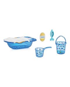 BABYJEM Set za kupanje 6 delova Blue (kadica, podloga, termometar, sunđer, bokal, kofica) - 92-25405