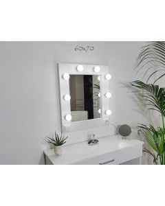 DURA Ogledalo za Šminkanje sa Ramom 60x70 sa 8 LED sijalica MakeUp Mirror Kozmetičko Frizer - DURA1308