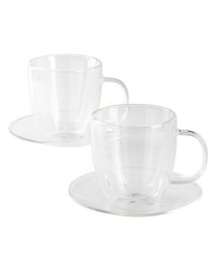 Castelli Set 2 staklene šolje sa tacnama Pigna Midi, Borosilikatno staklo, 2 × 150ml