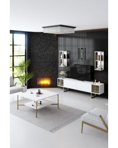 HANAH HOME Set nameštaja za dnevnu sobu Gold Line, bela/zlatna