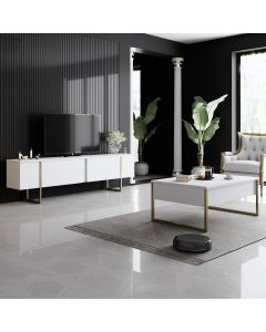 HANAH HOME Set nameštaja za dnevnu sobu Luxe Set, bela/zlatna