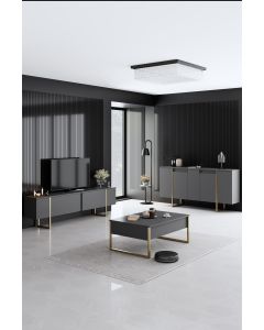 HANAH HOME Set nameštaja za dnevnu sobu Luxe, antracit/zlatna - 618BLY1184