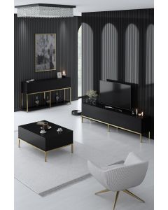 HANAH HOME Set nameštaja za dnevnu sobu Lord, crna/zlatna - 618BLY1215
