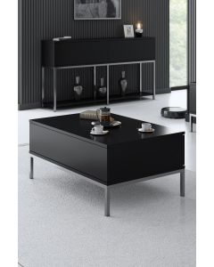 HANAH HOME Klub sto Lord, crna/srebrna