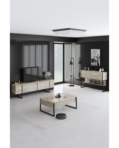 HANAH HOME Set nameštaja za dnevnu sobu Luxe Set, krem/crna