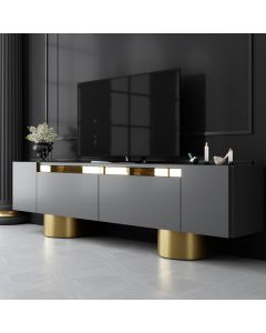 HANAH HOME TV komoda Bohem, antracit/zlatna