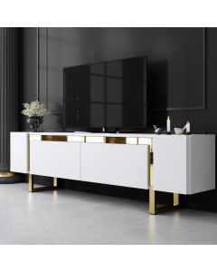 HANAH HOME TV komoda Yildiz, bela/zlatna