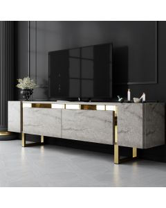 HANAH HOME TV komoda Yildiz, mermerna/zlatna
