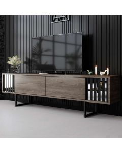HANAH HOME TV komoda Chrome Line, braon/crna