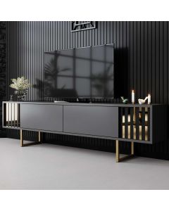 HANAH HOME TV komoda Gold Line, antracit/zlatna