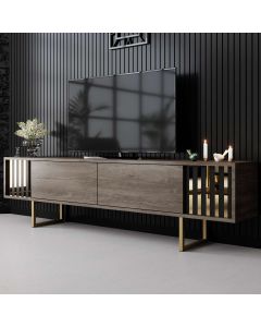 HANAH HOME TV komoda Gold Line, braon/crna