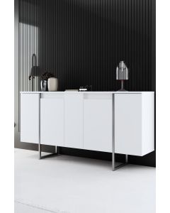 HANAH HOME Komoda Luxe, bela/srebrna