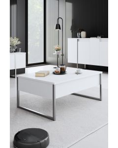 HANAH HOME Klub sto Luxe, bela/srebrna