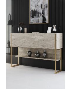 HANAH HOME Komoda za dnevnu sobu Luxe, mermer krem/zlatna