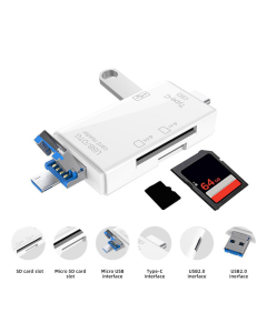 Čitač kartica USB JWD 6u1 OTG beli