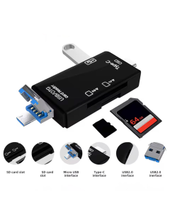 Čitač kartica USB 6u1 OTG crni