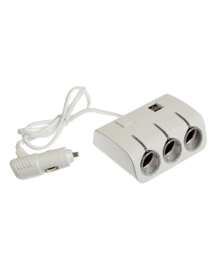 Adapter utičnica za auto 3u1 beli